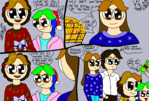 a family went to shopping during winter holidays